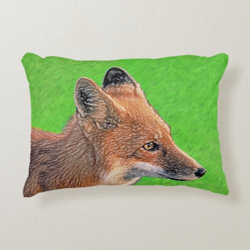 Red Fox Painting _ Original Wildlife Art Decorative Pillow