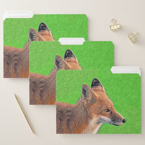 Red Fox Painting _ Original Wildlife Art File Folder