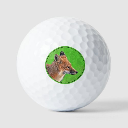 Red Fox Painting _ Original Wildlife Art Golf Balls