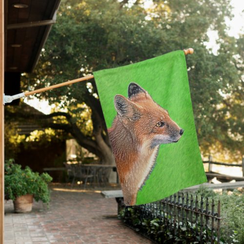 Red Fox Painting _ Original Wildlife Art House Flag