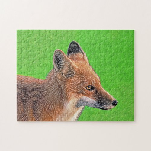 Red Fox Painting _ Original Wildlife Art Jigsaw Puzzle