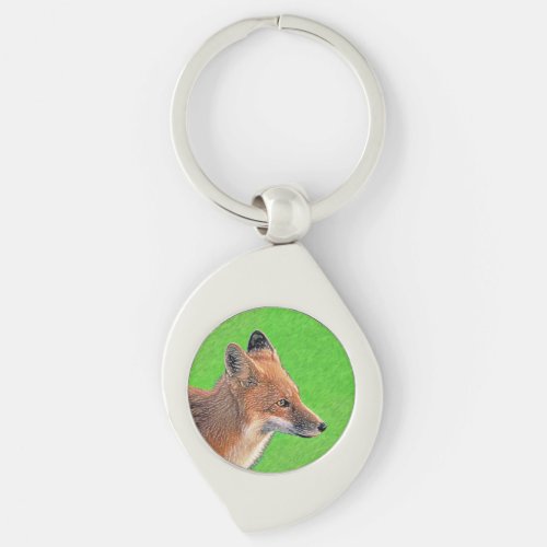 Red Fox Painting _ Original Wildlife Art Keychain