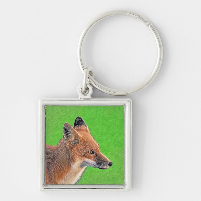 Red Fox Painting - Original Wildlife Art Keychain (Front)
