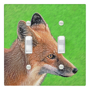 Red Fox Painting - Original Wildlife Art Light Switch Cover