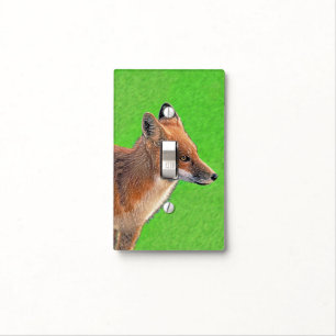 Red Fox Painting - Original Wildlife Art Light Switch Cover