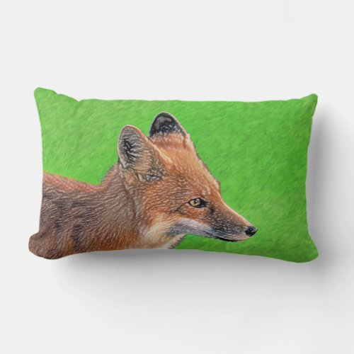 Red Fox Painting _ Original Wildlife Art Lumbar Pillow