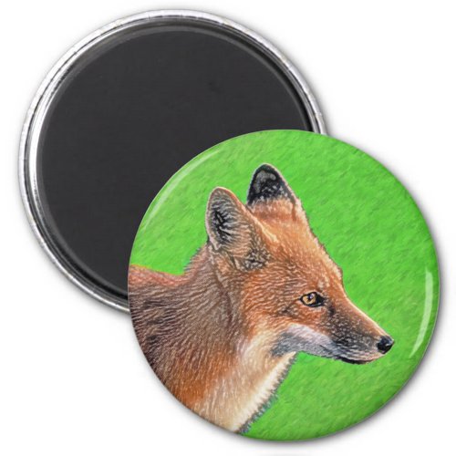 Red Fox Painting _ Original Wildlife Art Magnet