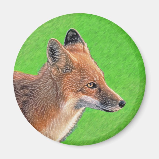 Red Fox Painting - Original Wildlife Art Magnet (Front)
