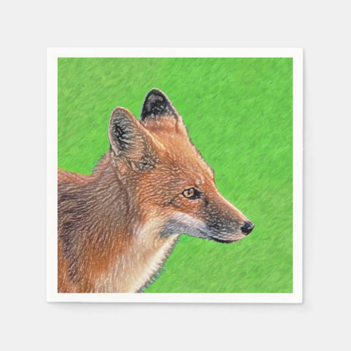 Red Fox Painting _ Original Wildlife Art Napkins