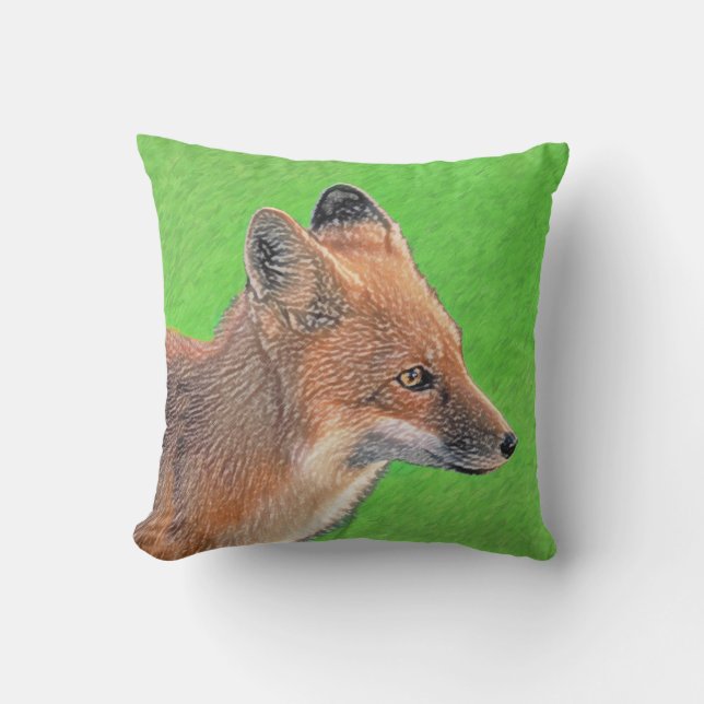 Red Fox Painting - Original Wildlife Art Outdoor Pillow (Front)