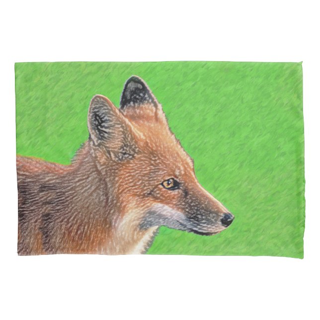 Red Fox Painting - Original Wildlife Art Pillow Case (Front)