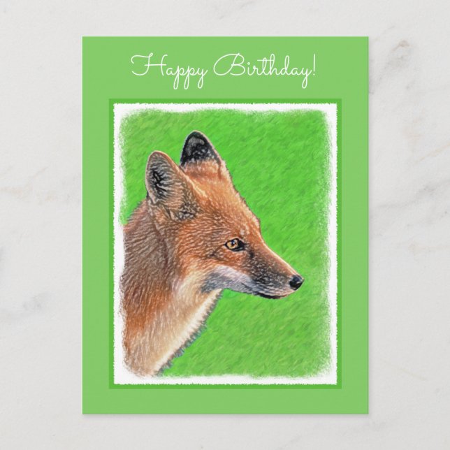 Red Fox Painting - Original Wildlife Art Postcard (Front)