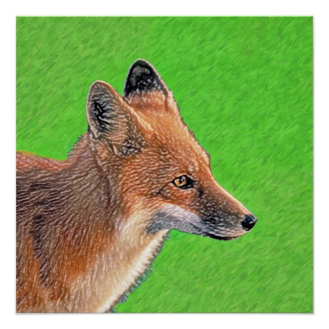 Red Fox Painting - Original Wildlife Art Poster (Front)