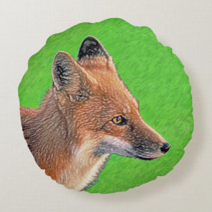 Red Fox Painting - Original Wildlife Art Round Pillow