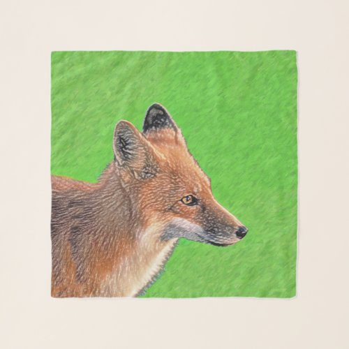 Red Fox Painting _ Original Wildlife Art Scarf