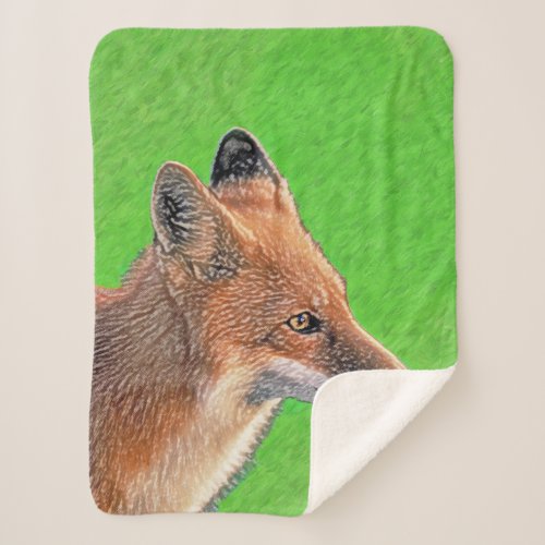 Red Fox Painting _ Original Wildlife Art Sherpa Blanket