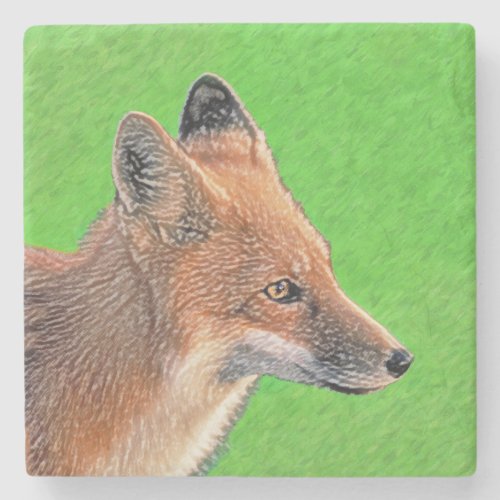 Red Fox Painting _ Original Wildlife Art Stone Coaster