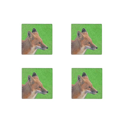 Red Fox Painting _ Original Wildlife Art Stone Magnet