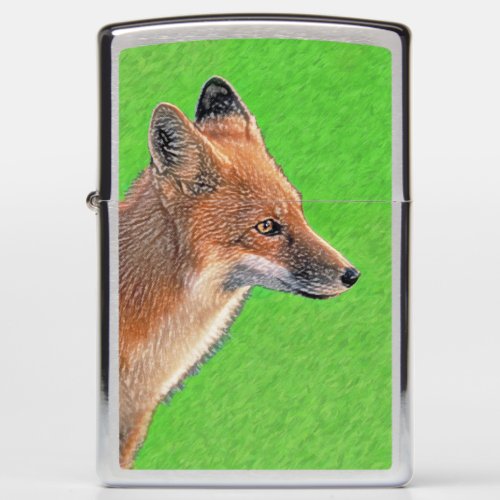 Red Fox Painting _ Original Wildlife Art Zippo Lighter