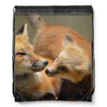 Red Fox Pair Drawstring Bag