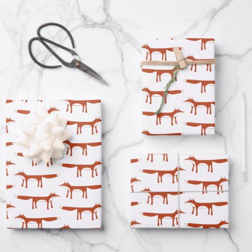 Red Fox Pattern Wrapping Paper Sheets