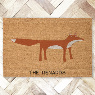 Red Fox Personalized Namr Fiber Doormat