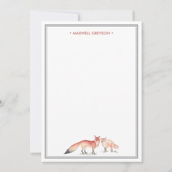 Red Fox Personalized Stationery Note Card by VGInvites at Zazzle