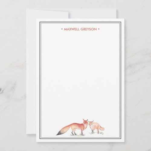 Red Fox Personalized Stationery Note Card