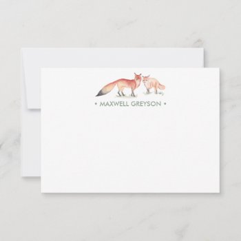 Red Fox Personalized Stationery Small Note Card by VGInvites at Zazzle