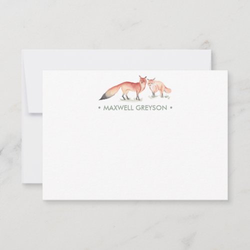 Red Fox Personalized Stationery Small Note Card