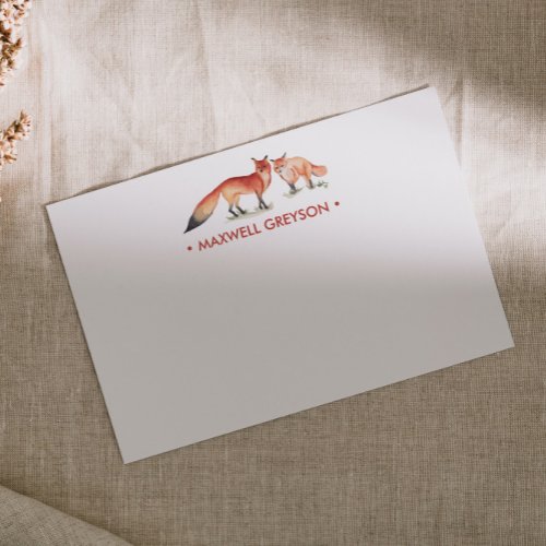 Red Fox Personalized Stationery Small Note Card