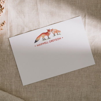 Red Fox Personalized Stationery Small Note Card by VGInvites at Zazzle