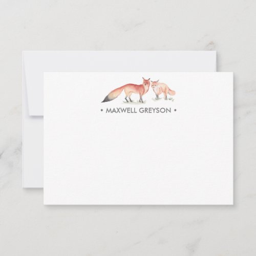 Red Fox Personalized Stationery Small Note Card