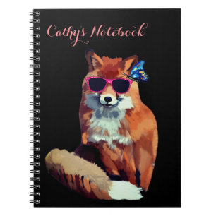 Red Fox Photo Notebook personalized Initials