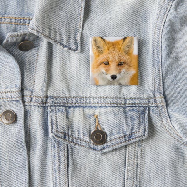 Red Fox Portrait Button (In Situ)