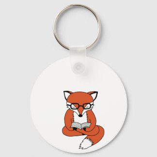 Red fox reading book keychain