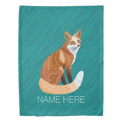 Red Fox Retro Style Teal Pattern Bedroom Decor Duvet Cover
