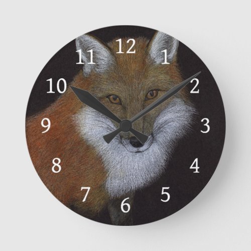 Red Fox Round Clock