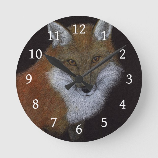 Red Fox Round Clock (Front)