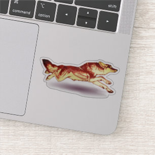 Red fox running dog sticker