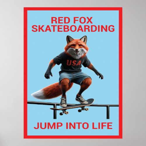 RED FOX SKATEBOARDING POSTER