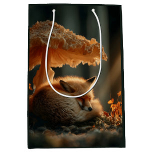 Red Fox Sleeping Under Giant Mushroom Medium Gift Bag