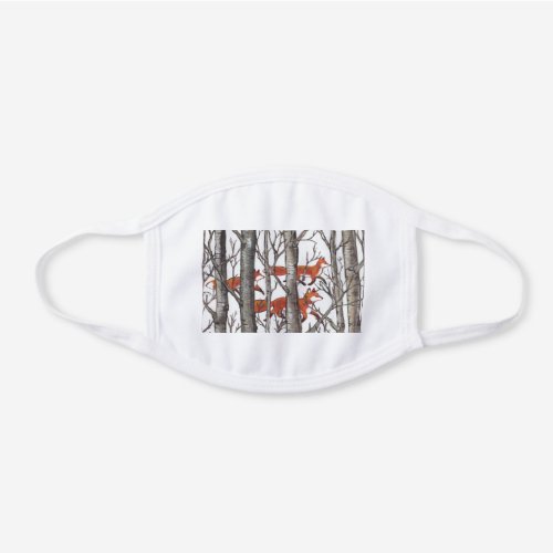 Red Fox Snowy Gray Winter Forest Nature Animal White Cotton Face Mask