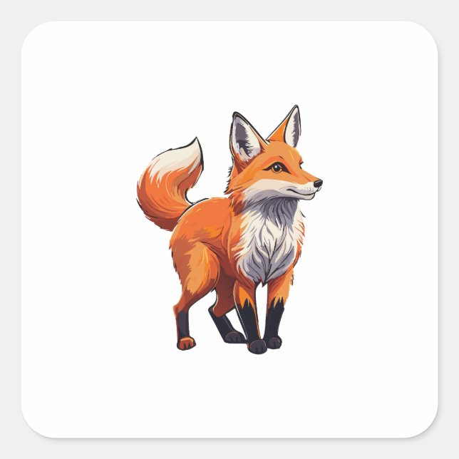 Red fox square sticker (Front)