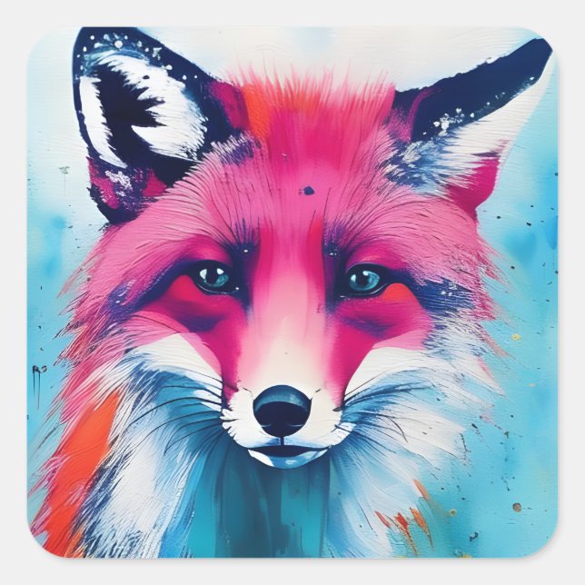 Red Fox Square Sticker (Front)