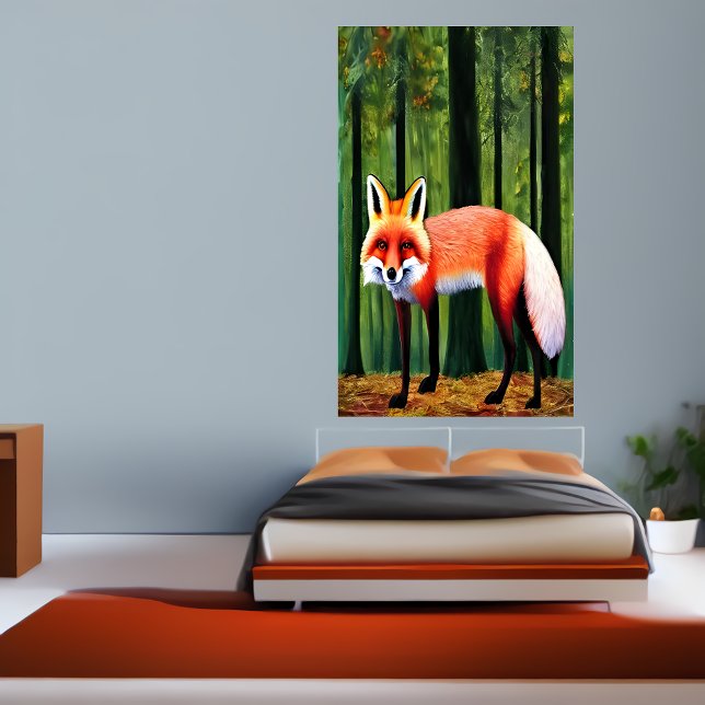 Red fox standing in the forest | AI Art Poster (Creator Uploaded)