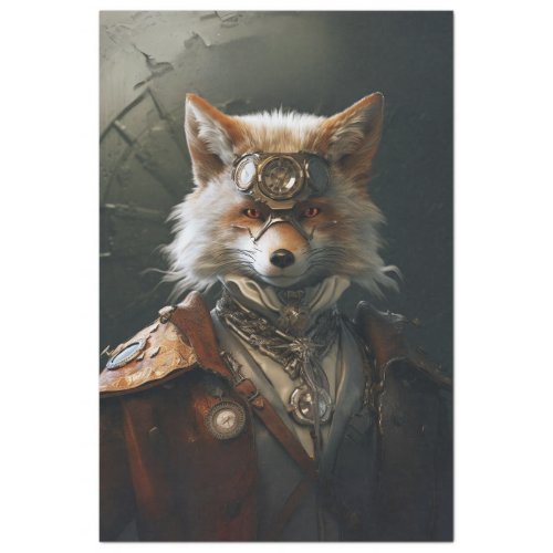 Red Fox Steampunk Style Decoupage Tissue Paper