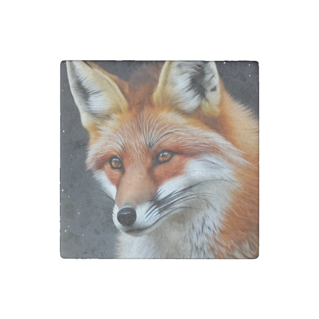 Red Fox  Stone Magnet (Front)