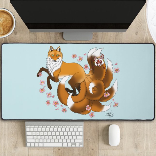Red Fox Tails Kitsune Kasai Desk Mat (Creator Uploaded)