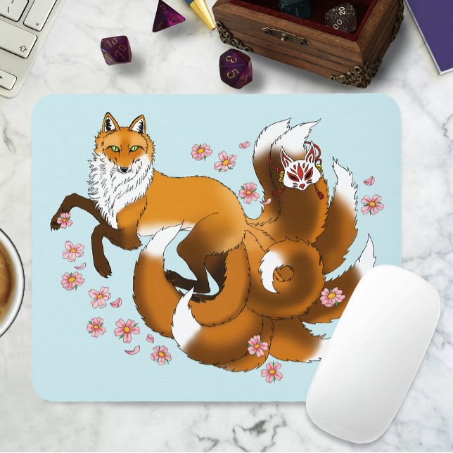 Red Fox Tails Kitsune Kasai Mouse Pad (Creator Uploaded)